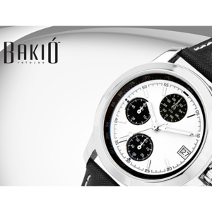 RK-005, Reloj bakio con cronometro y fechador, caja en acero inoxidable y correa de nylon, maq alta precision y resistente al agua (5 atm), estuche de lujo bakio, colores: negro, azul y rojo