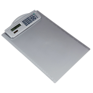 TAC2310, Tabla de plástico para documentos con clip y calculadora integrada. Presentación: caja de regalo.