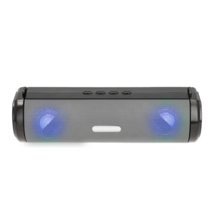 SO-095, Bocina bluetooth pórtátil. Incluye luz LED con modalidad intercambiable o fija, entrada de auxiliar, entrada USB, tarjeta TF, entrada DC 5 V y botón de apagado y encedido.