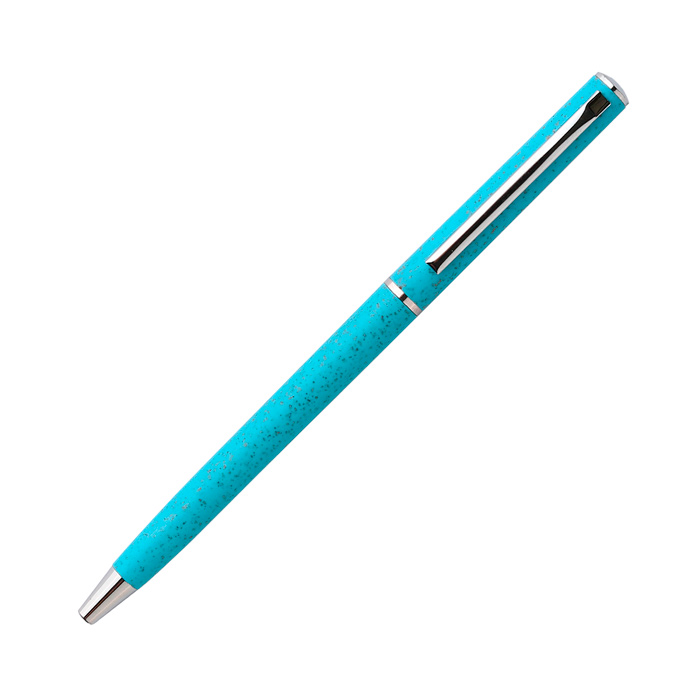 BL-154, Bolígrafo con barril de fibra de trigo y plástico ABS, con mecanismo twist, detalles en plástico cromado en clip y punta. Tinta de escritura negra.