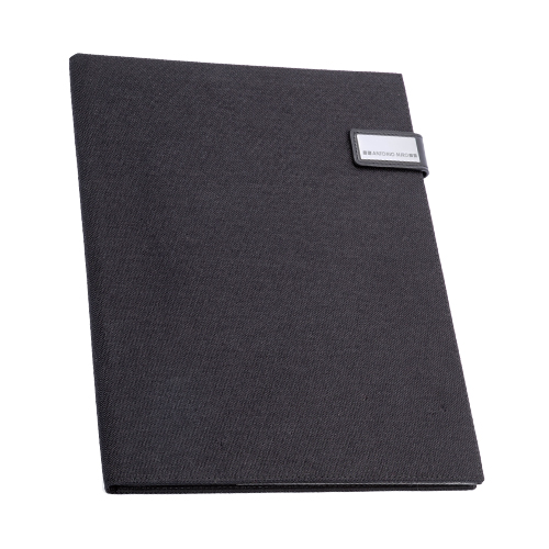 EX-046, Carpeta ejecutiva ** antonio miro **. color negro, fabricada en nylon 1200d/ polipiel con block de 50 hojas