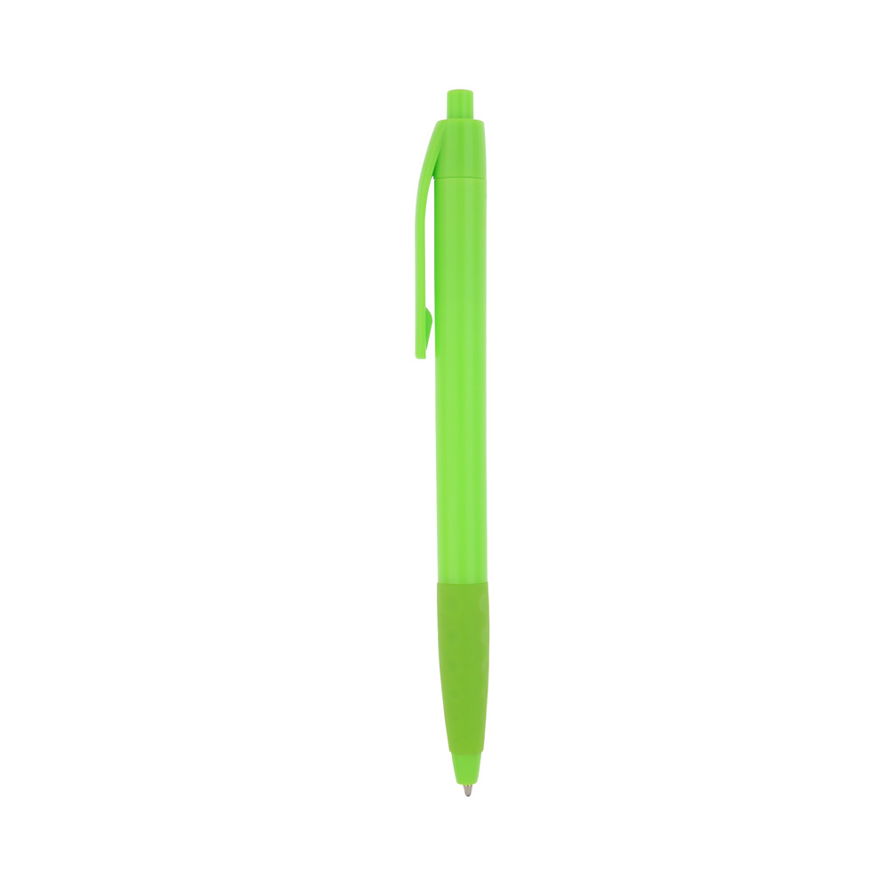 BP-84120, Bolígrafo de plástico de color sólido, con clip, textura y mecanismo retráctil.